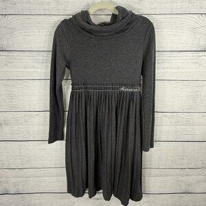 NWT Monnalisa Gray Cowl Neck Pleated Made in Italy Dress Sz 9